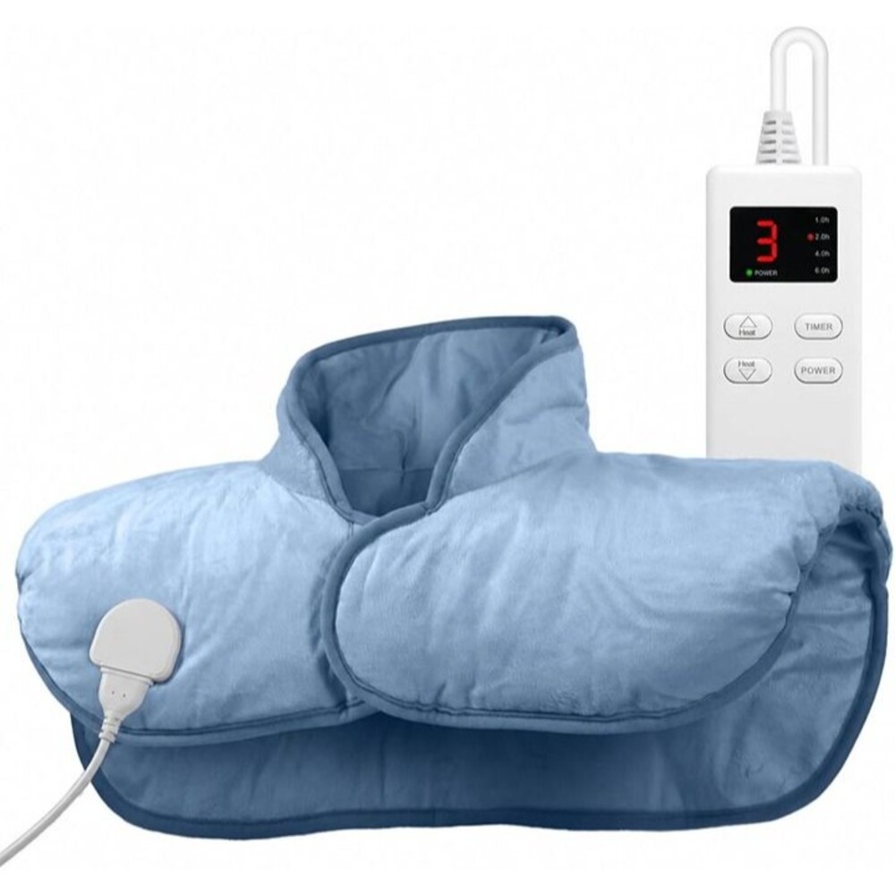 Neck and Shoulder Heating Pad, Weighted Wrap, Blue